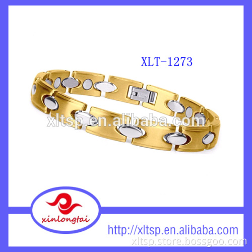 18k yellow gold bio energy stainless steel magnetic bracelet